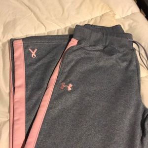 Under armer sweatpants.